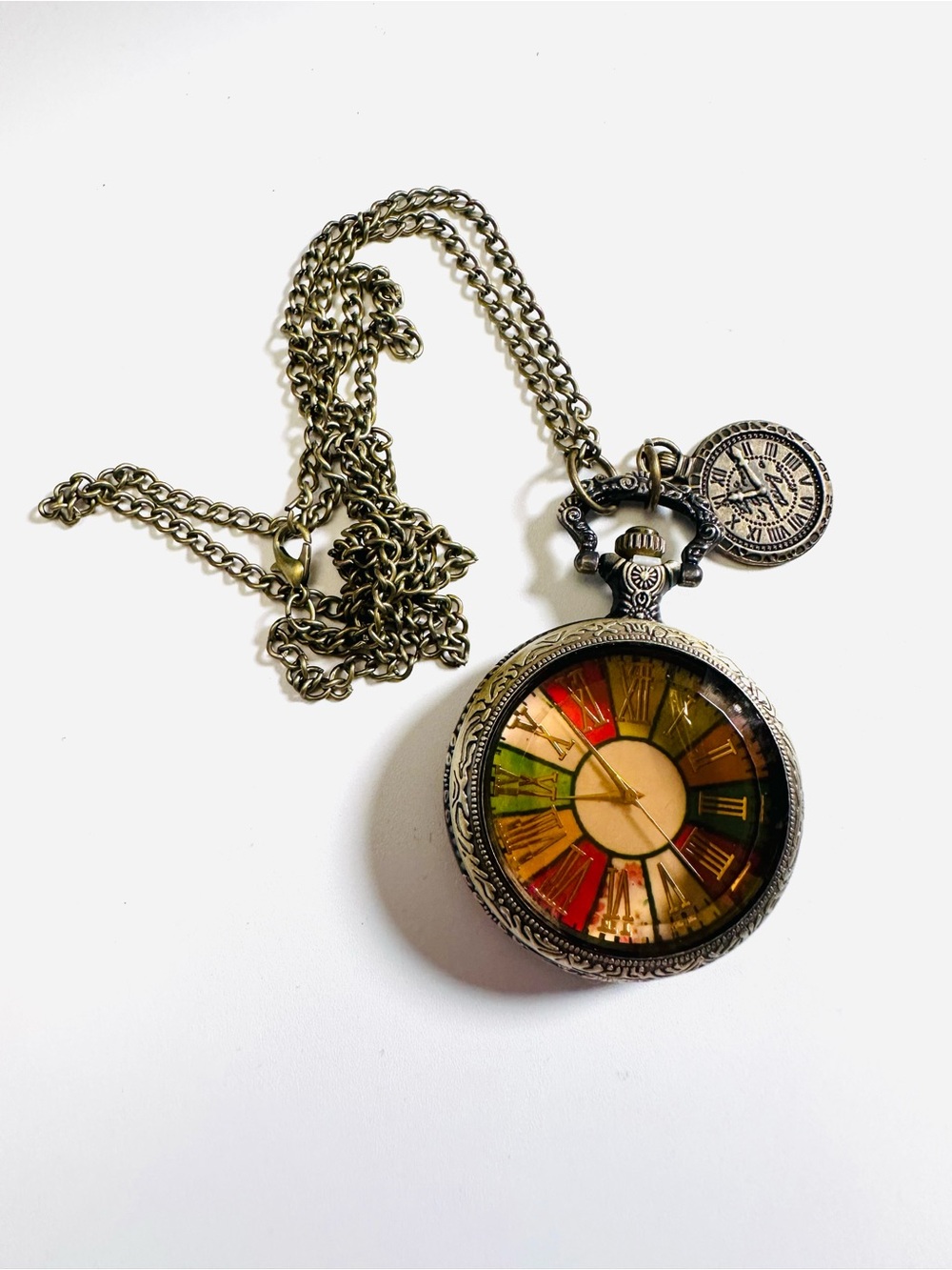 New Steampunk Vintage Inspired  Old World Pocket Watch W/Chain